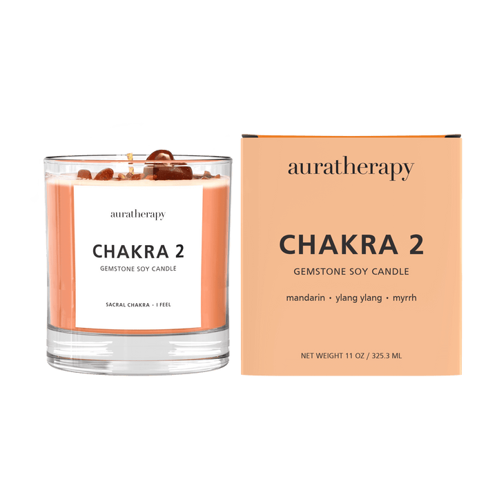 Chakra 2 Sunstone Gemstone Candle