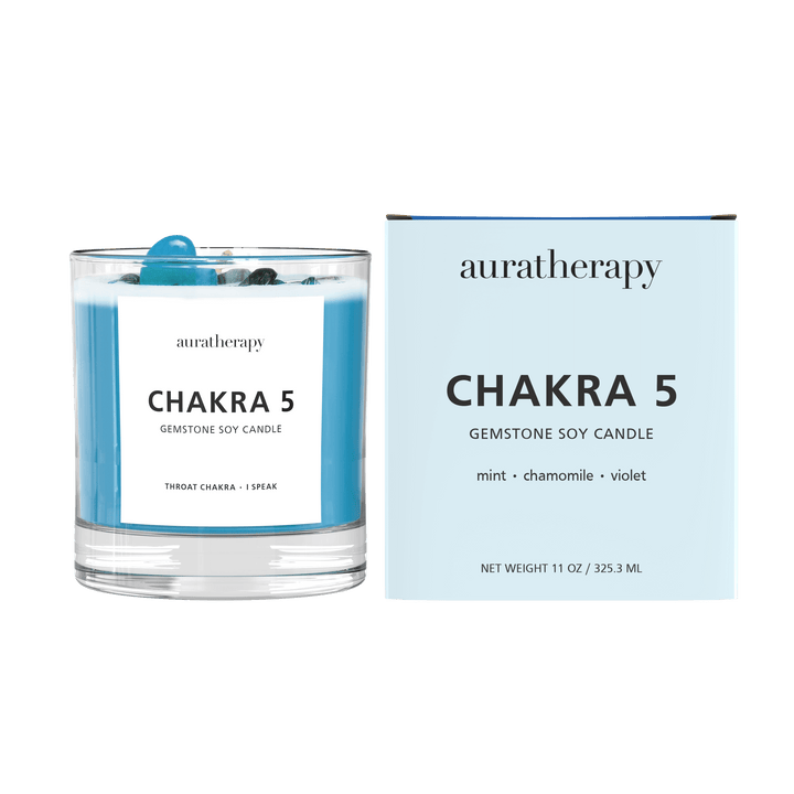 Chakra 5 Lapis Lazuli Gemstone Candle
