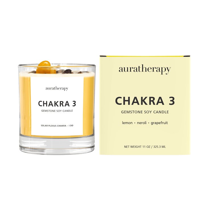 Chakra 3 Tiger Eye Gemstone Candle