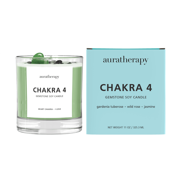 Chakra 4 Aventurine Gemstone Candle