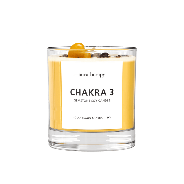 Chakra 3 - Solar Plexus Tiger Eye Gemstone Candle