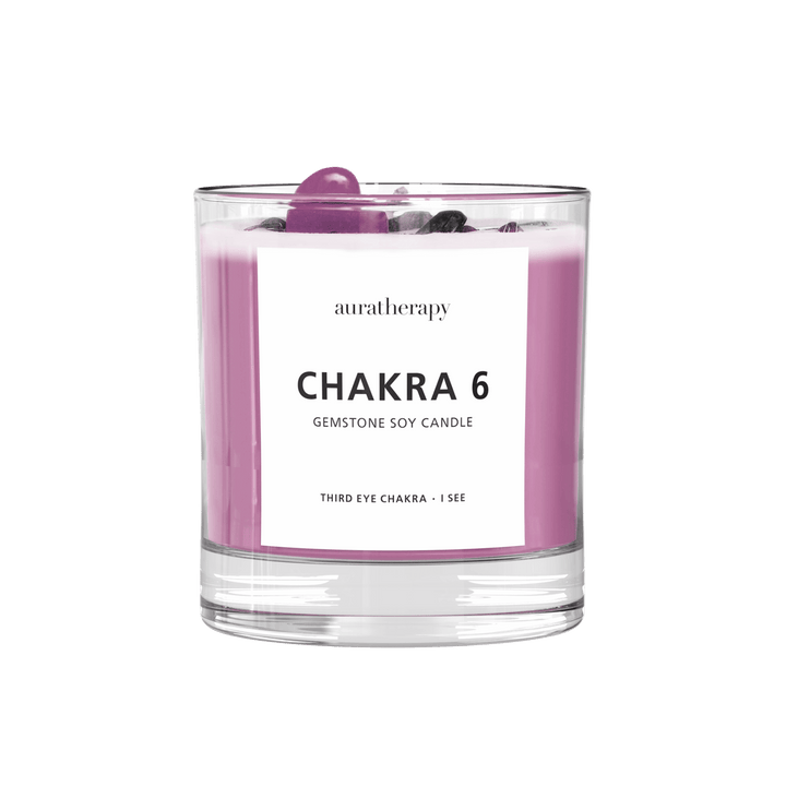 Chakra 6 - Third Eye Chakra Amethyst & Tourmaline Gemstone Candle
