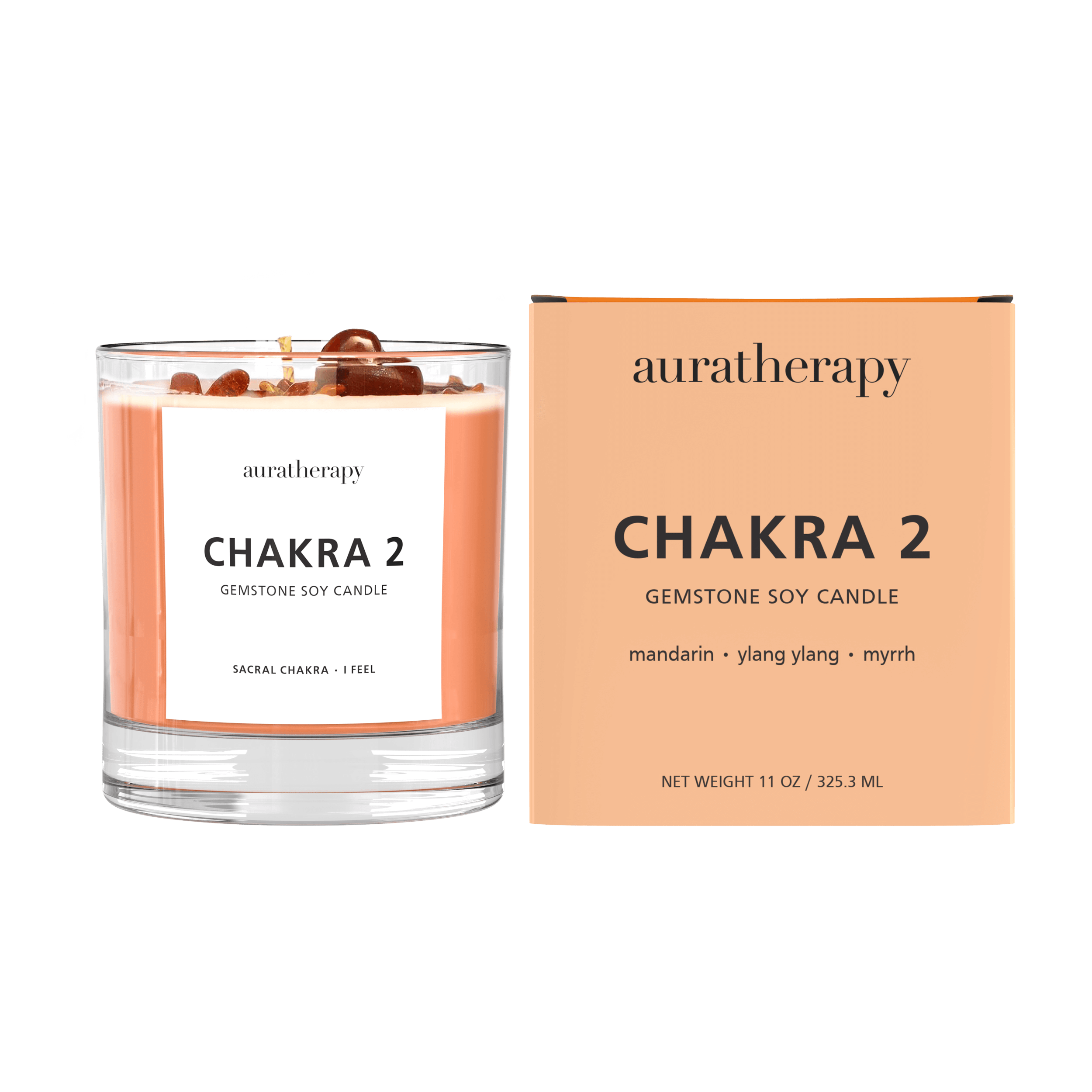 Chakra 2 Sunstone Gemstone Candle