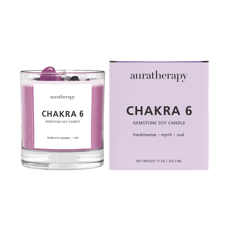 Chakra 6 Amethyst & Tourmaline Gemstone Candle